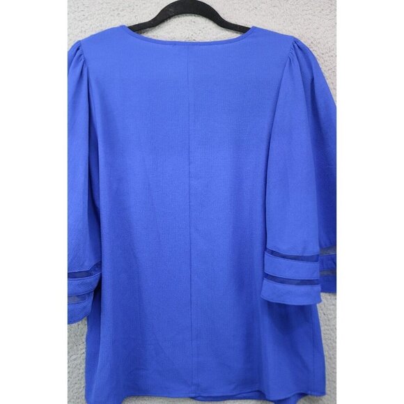 Umgee Royal Blue Bohemian Large Bell Mesh Trim Sleeves Top-Size Small - Picture 8 of 9